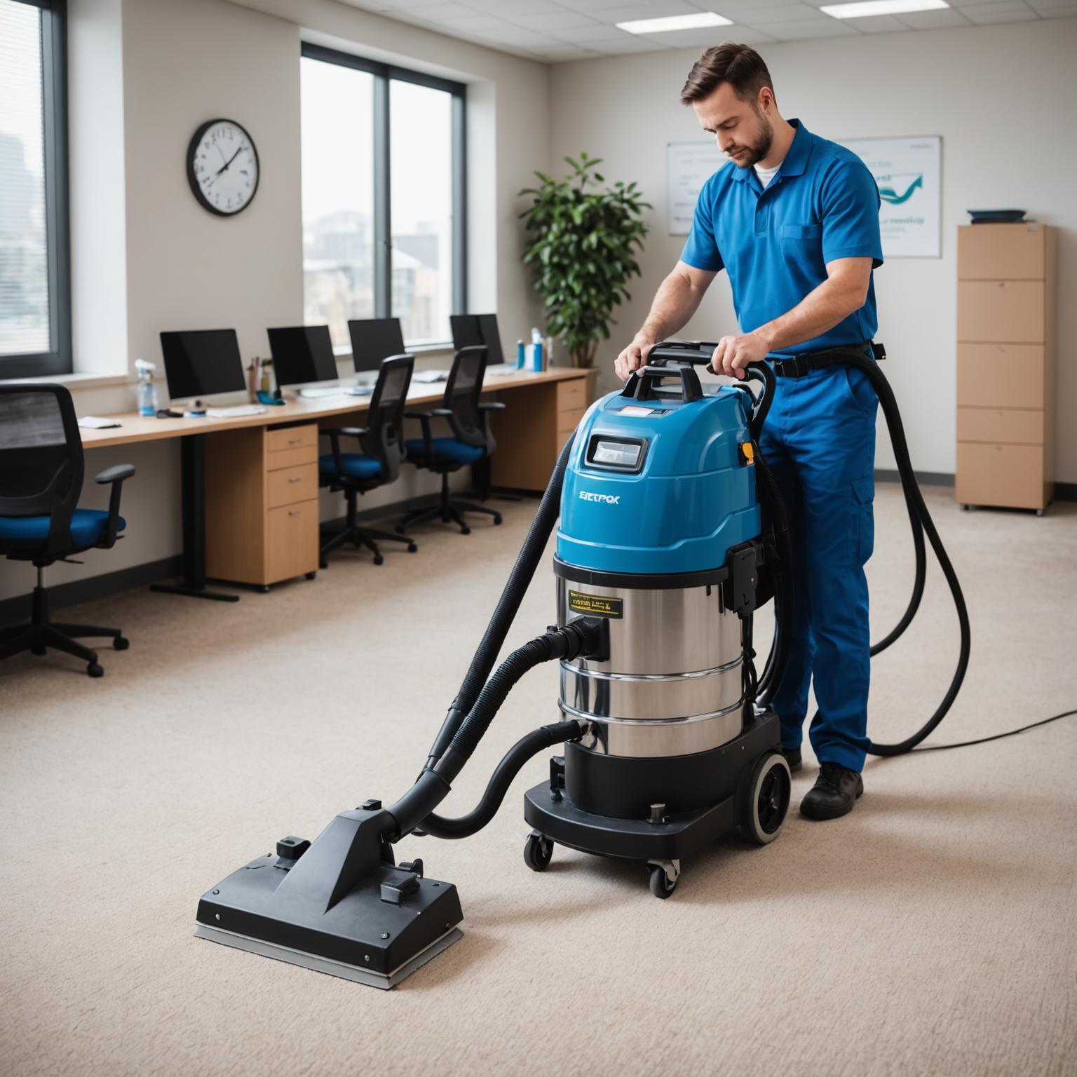 Carpet extraction machine deep-cleaning office carpet