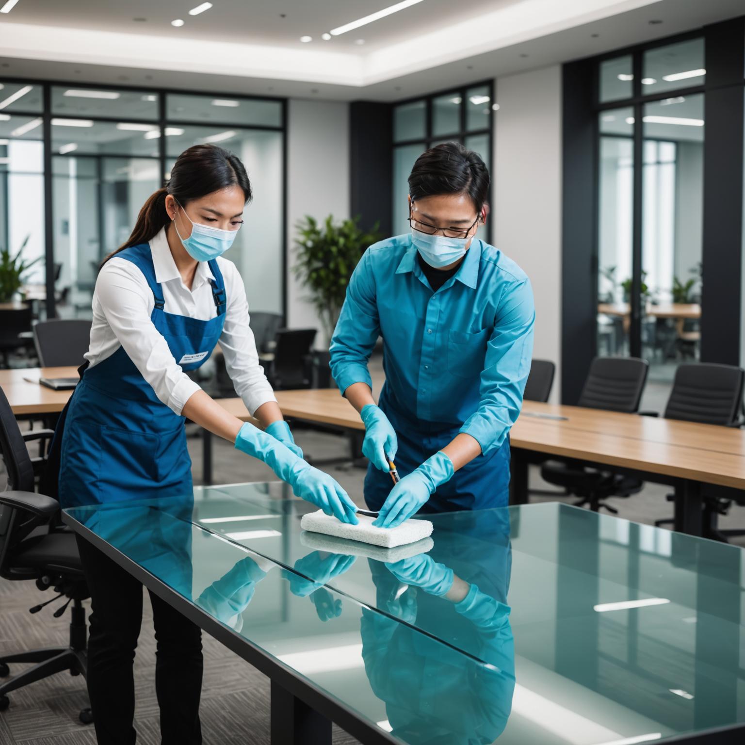 Commercial office being professionally cleaned