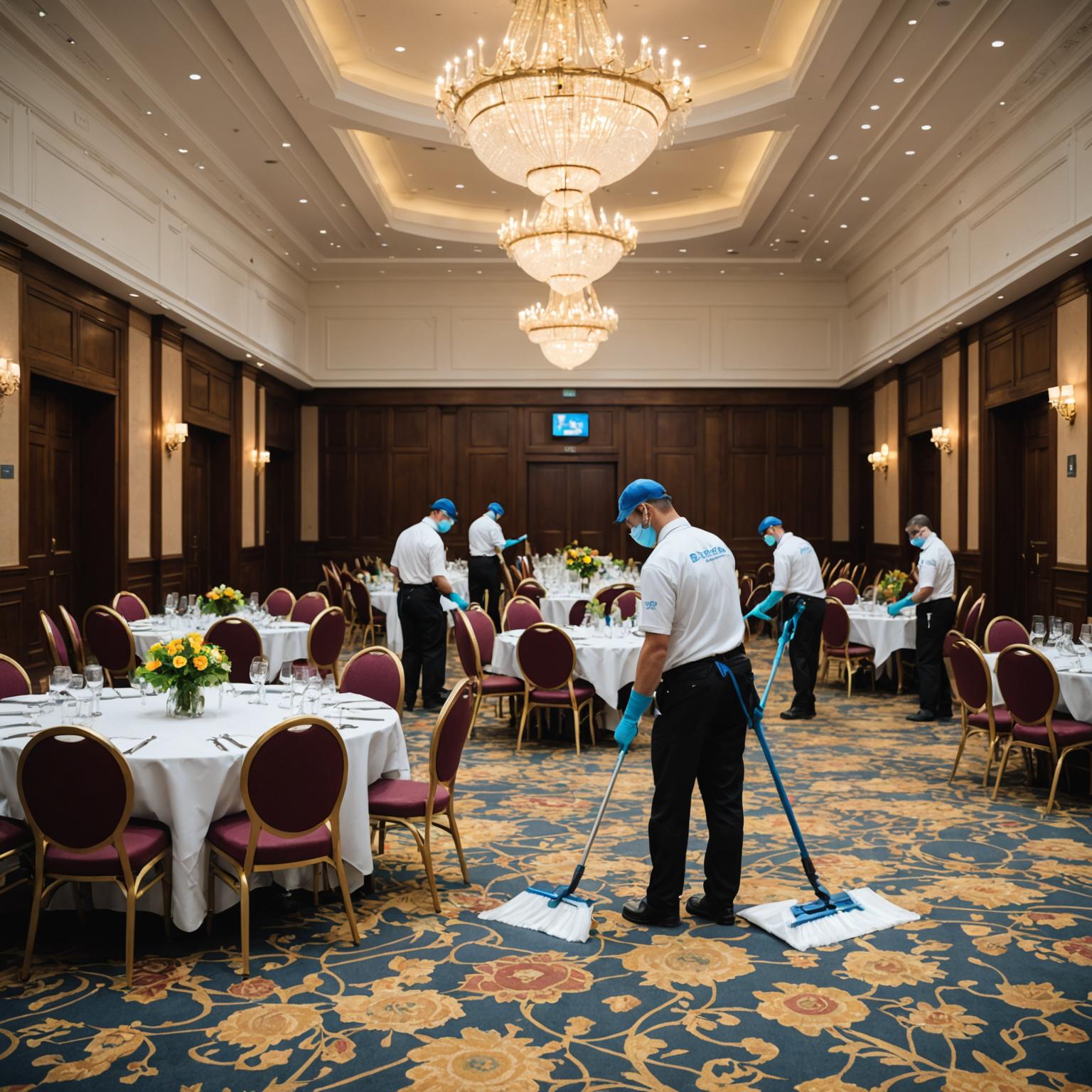 Event venue being cleaned and prepared